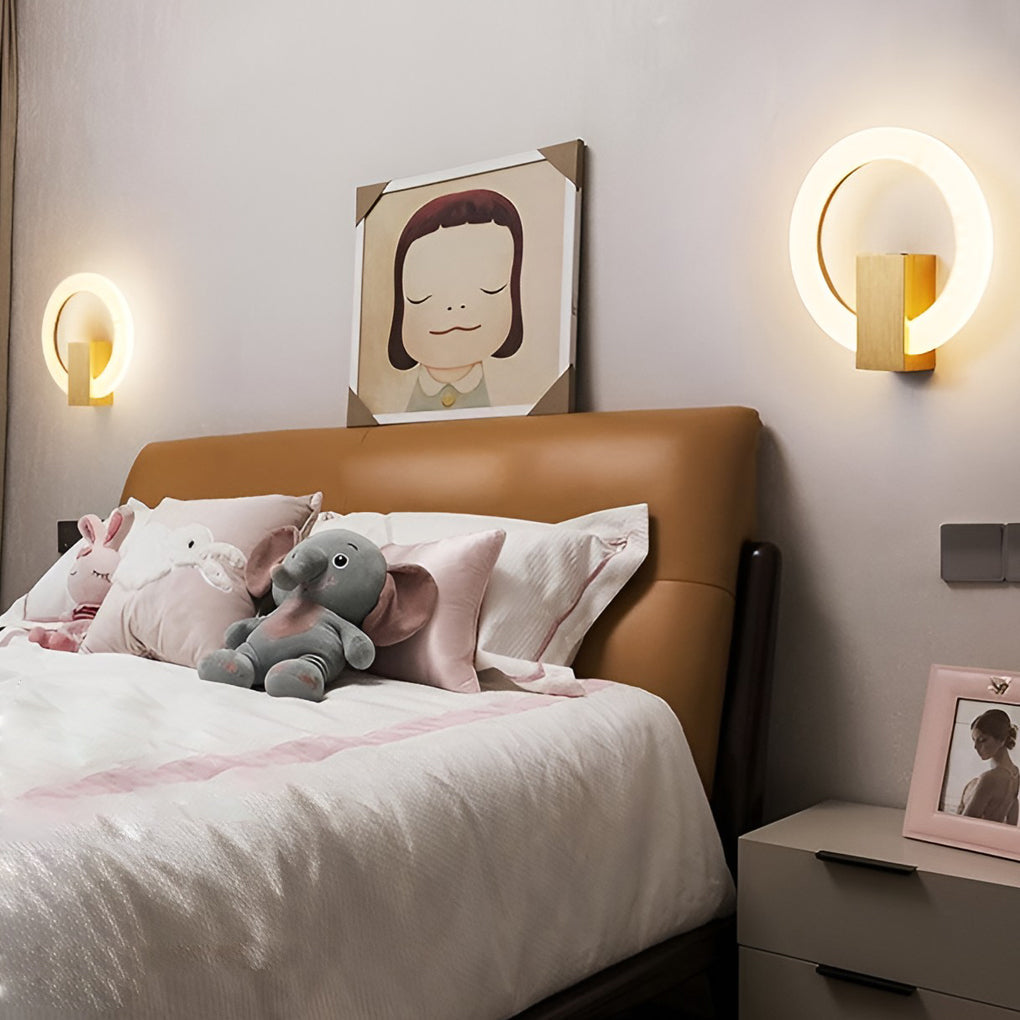Modern Circle Dimmable LED Wall Sconce Light Fixture for Bedroom Decor