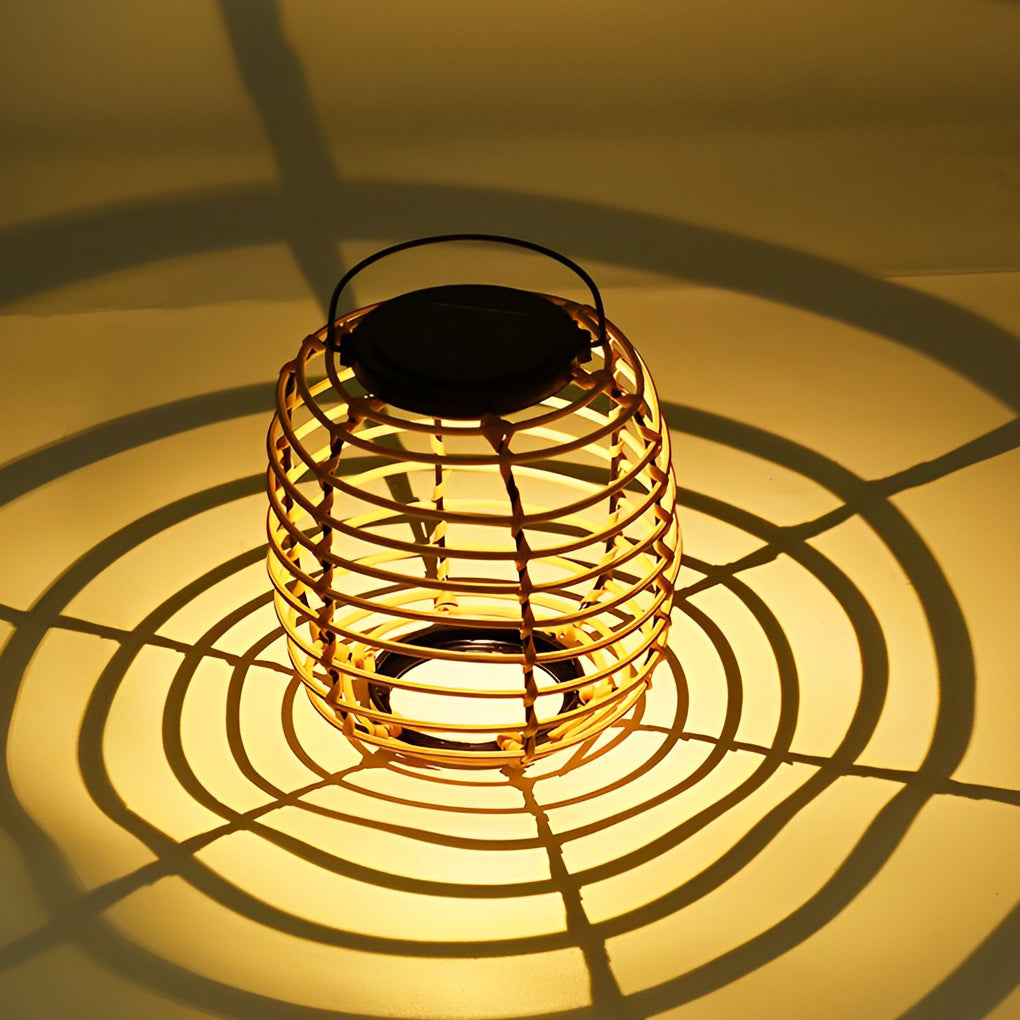 Waterproof Rattan Solar Garden Lantern Light for Outdoor Patio Décor