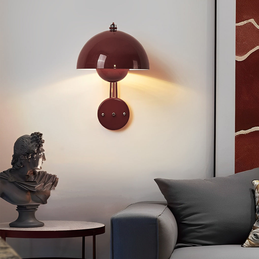 Nordic White Circular Three-Step Dimming Round Wall Sconce for Living Room