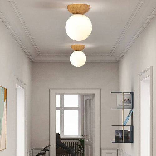 Contemporary Glass Iron Orb Semi-Flush Mount Light for Living Room
