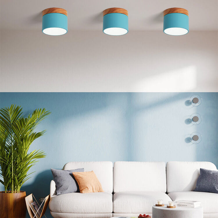 Elegant Scandinavian Solid Color LED Flush Mount Ceiling Light for Home