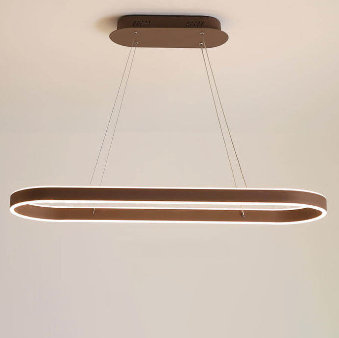 Sleek Oval Aluminum LED Chandelier - Modern Minimalist Fixture for Living Room