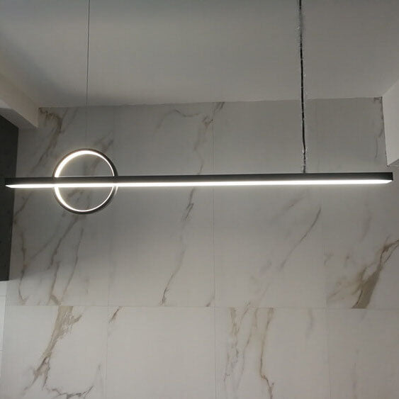 Copper Minimalist LED Chandelier with Circle Design for Modern Living Room