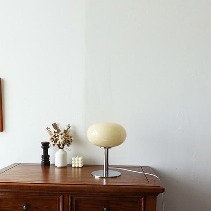 Modern Nordic Round Iron and Glass Table Lamp for Bedroom Decor