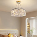 Sleek Stainless Steel Flower Crystal LED Chandelier for Living Room