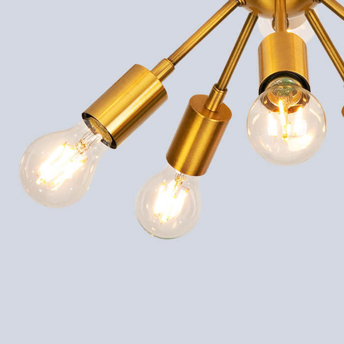 Modern Golden Iron Frame Glass Chandelier 10-Light for Dining Room