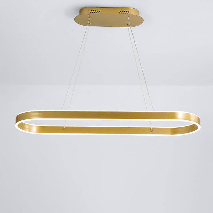 Sleek Oval Aluminum LED Chandelier - Modern Minimalist Fixture for Living Room