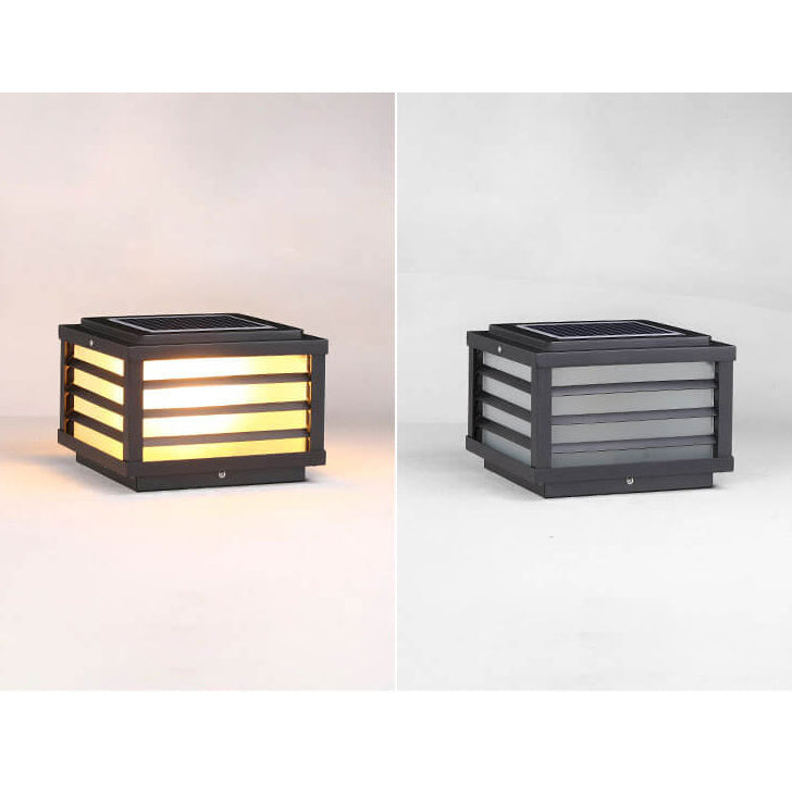 Sleek Black Solar-Powered Aluminum LED Post Light for Garden Landscape