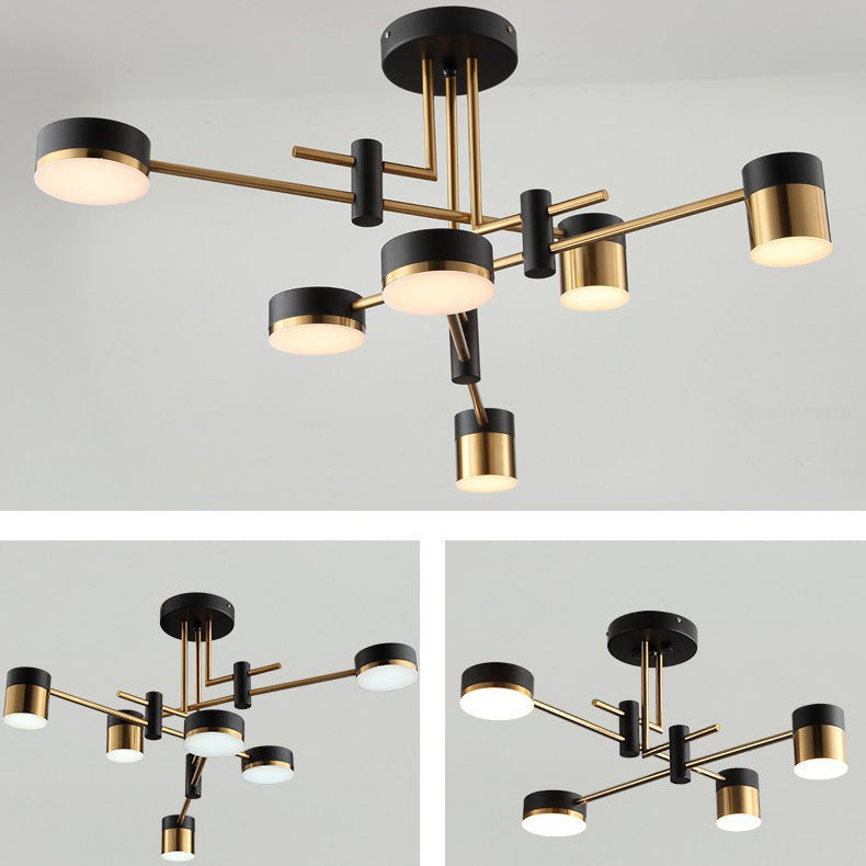 Stylish Black Iron Acrylic Cylinder Chandelier for Modern Living Rooms