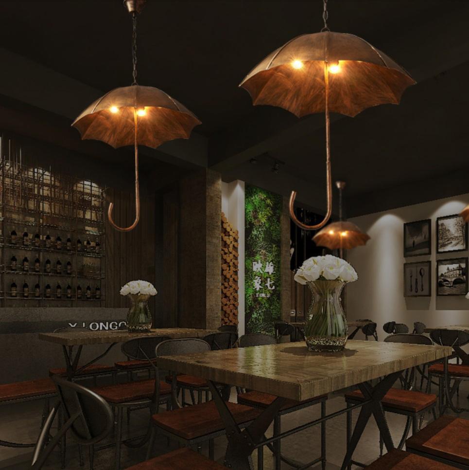 Industrial Round Black Iron 5-Light Umbrella Chandelier for Living Room