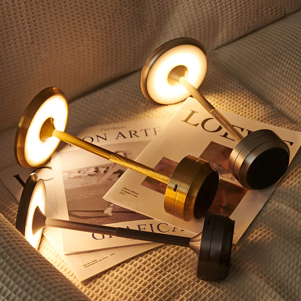 Modern Silver Plated Metal Cordless UFO Alien Table Lamp for Home Decor