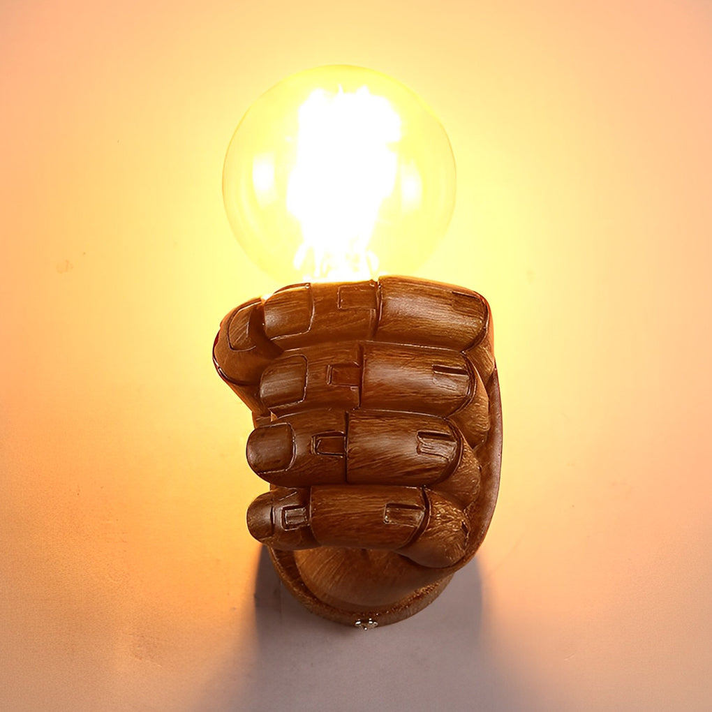 Retro Industrial Resin Hand Fist Wall Sconce Light Fixture for Home Decor