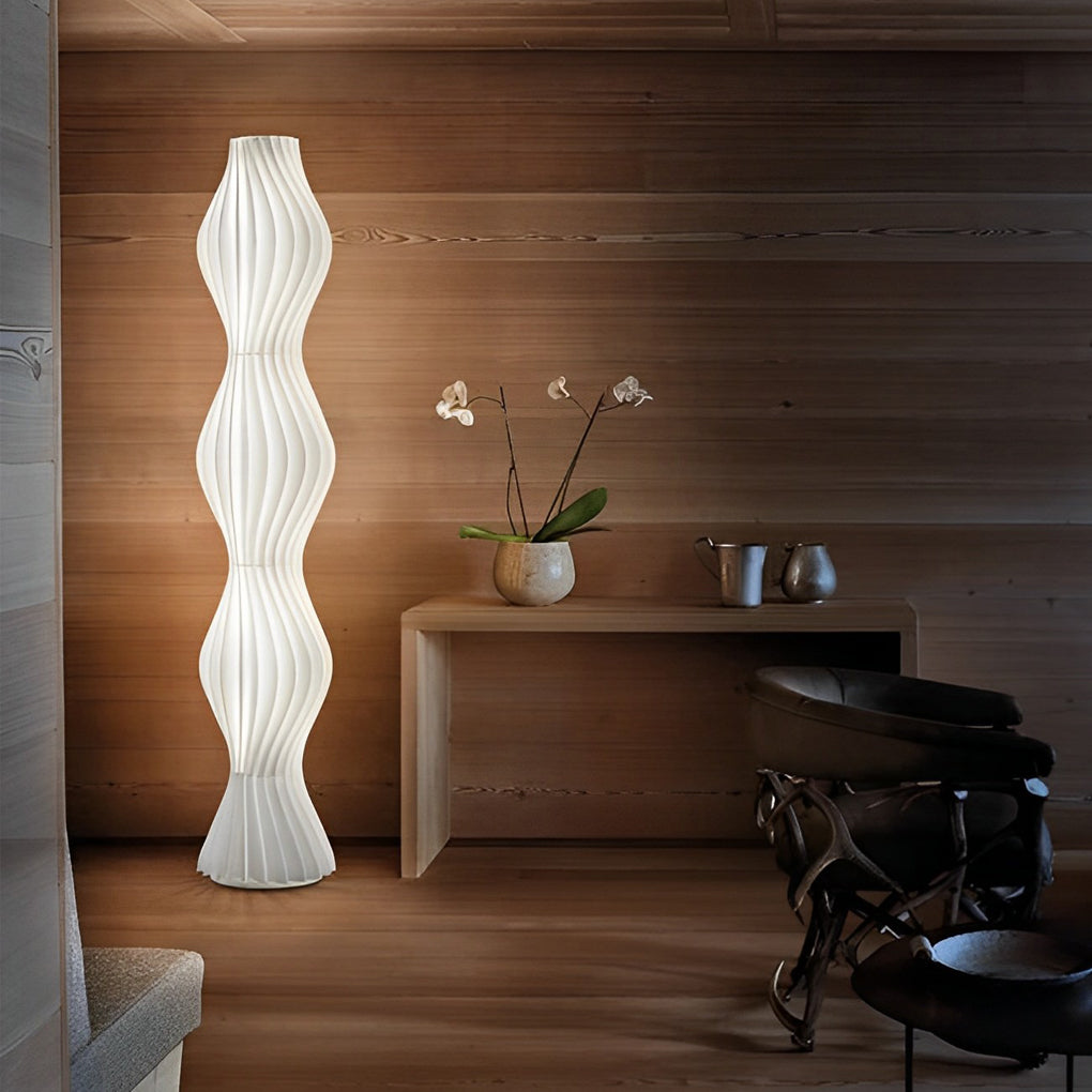 Modern Coastal Wavy White LED Floor Lamp for Beachy Living Room Decor