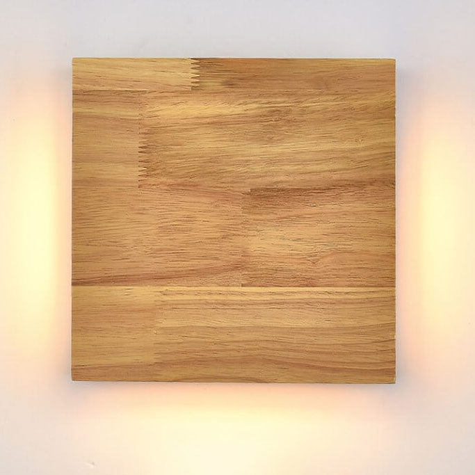 Wabi-Sabi Natural Wood Rectangular LED Wall Sconce for Rustic Decor