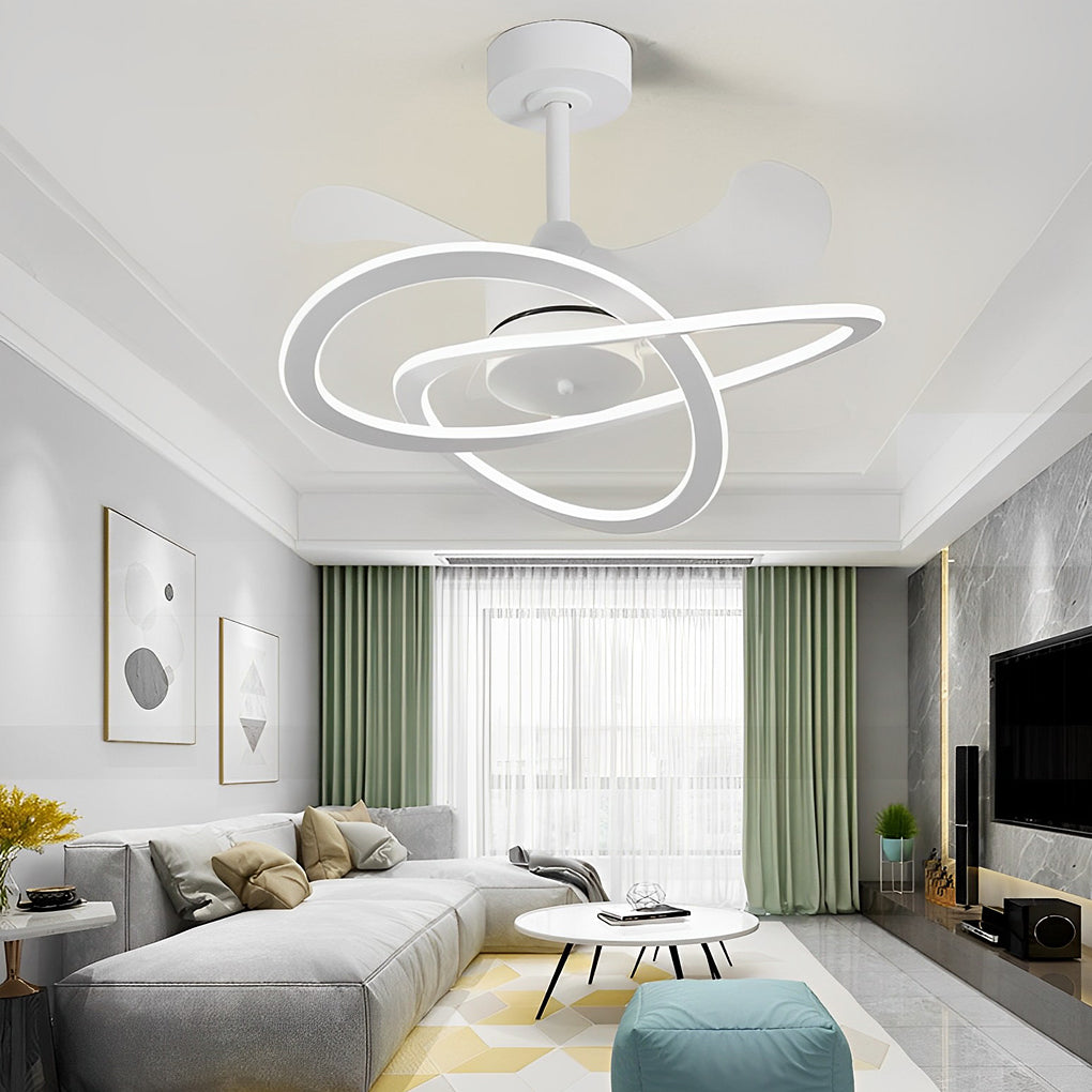 Nordic Bladeless Ceiling Fan with Flower LED Light for Modern Rooms