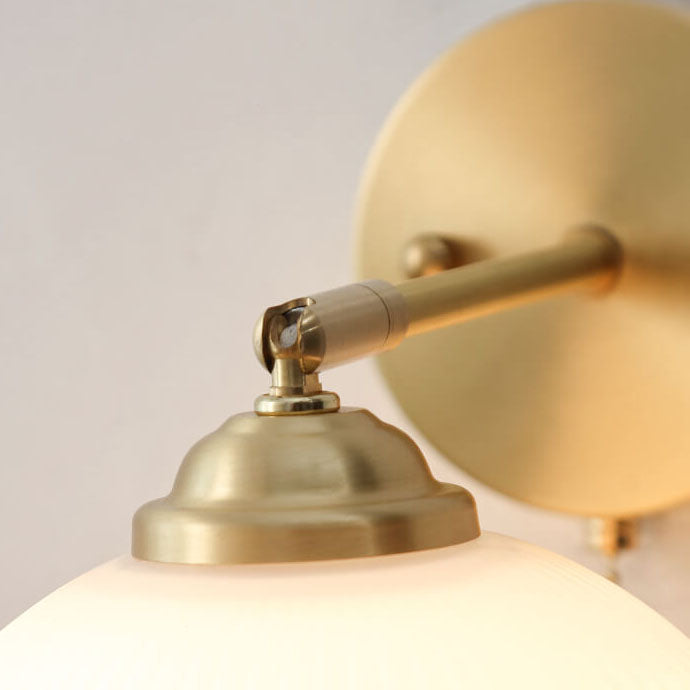 Nordic White Glass and Brass Striped Wall Sconce Lamp for Bedroom