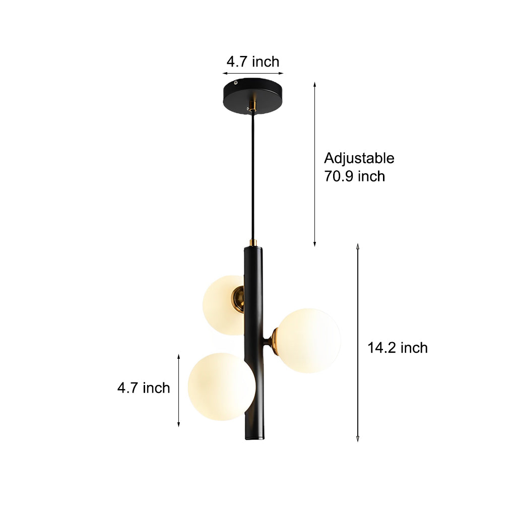 Nordic Style LED Chandelier with 3 Glass Balls for Dining Room Decor