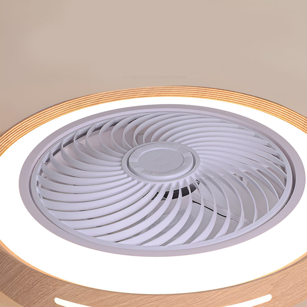 Sleek White Ultra-Thin LED Bladeless Ceiling Fan with Remote for Home