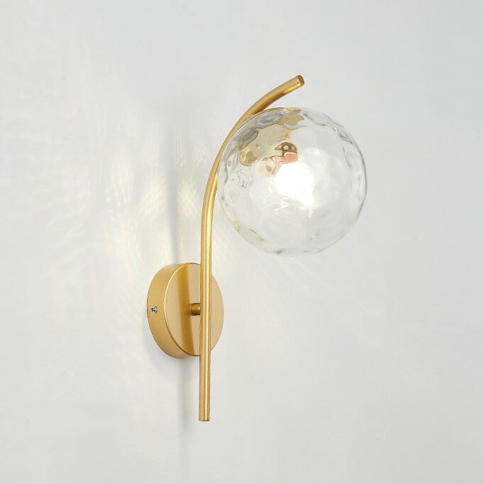 Nordic Arc Brass Glass Globe 1-Light Wall Sconce for Modern Interiors