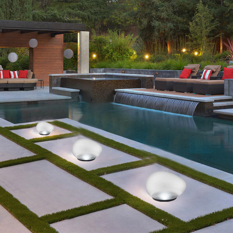Solar Pebble Sandblasted Glass LED Garden Pathway Light for Outdoor Use