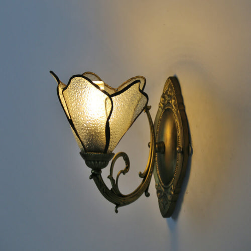 Antique Tiffany Style Stained Glass 1-Light Wall Sconce for Living Room