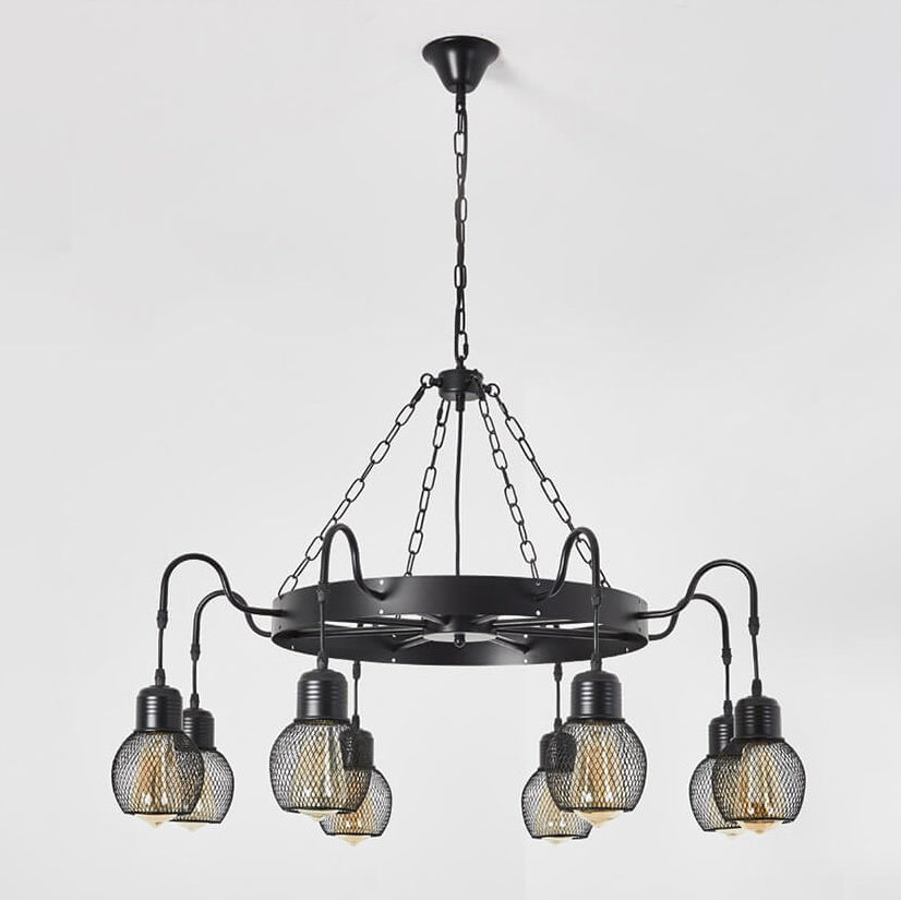Classic Colonial Round Iron Mesh Chandelier Light for Living Room, 6/8/12 Light