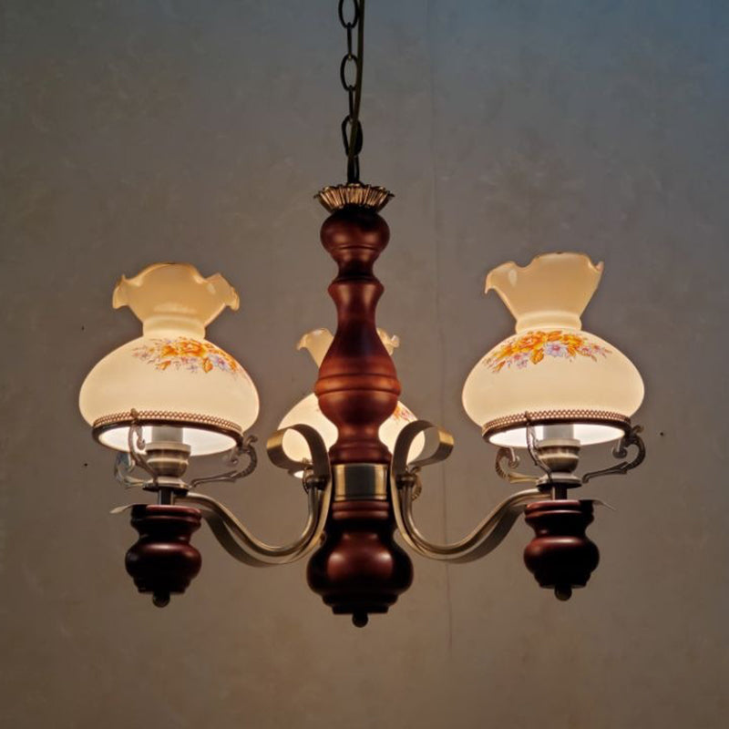 Rustic Iron and Wood 3-Light Candelabra Chandelier for Living Room
