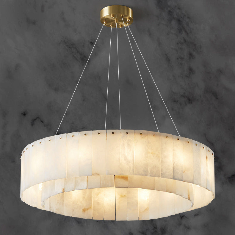 Modern Round Copper Stone Chandelier with 8/12/14 Lights for Living Room