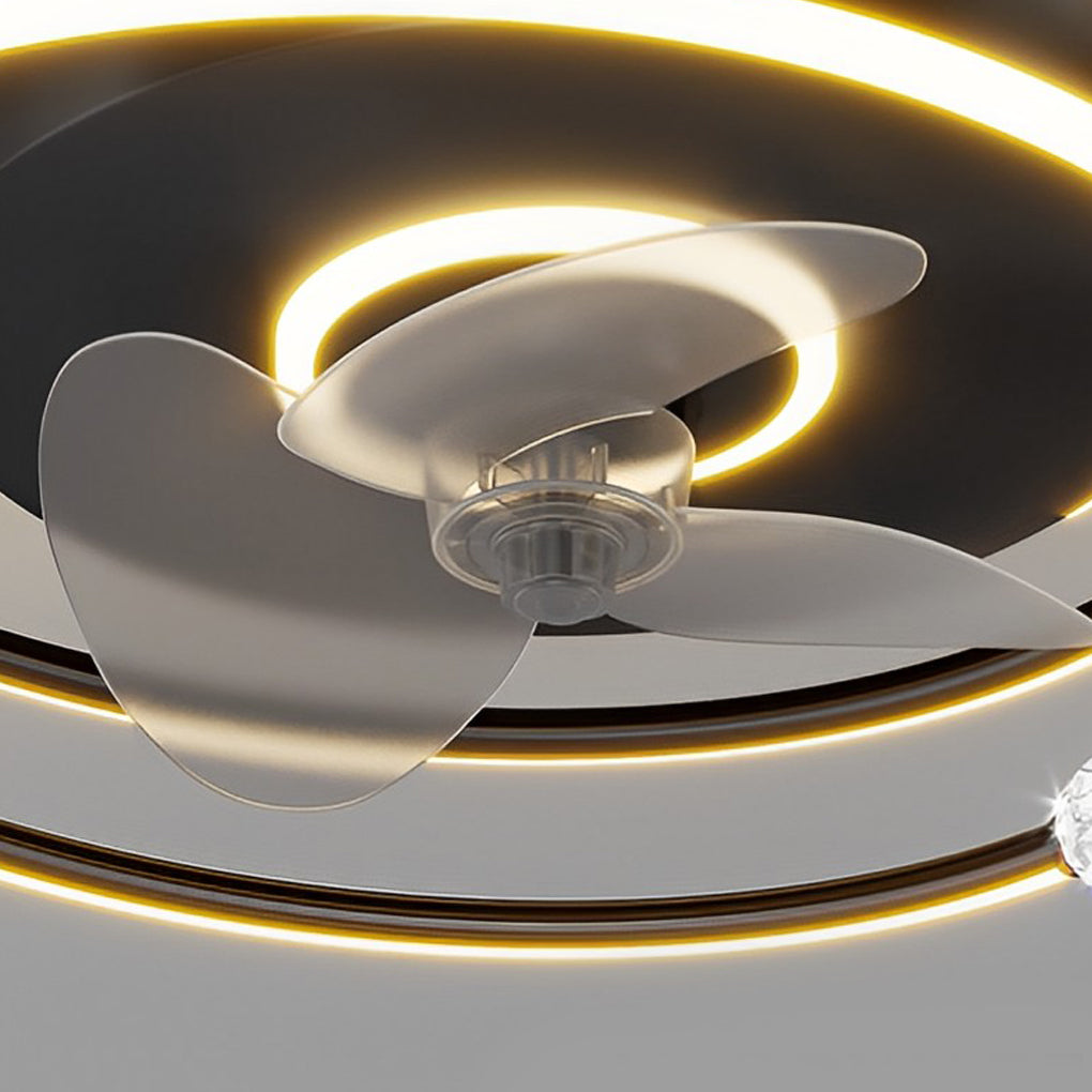 Modern White Bladeless LED Ceiling Fan Light for Living Room, Bedroom