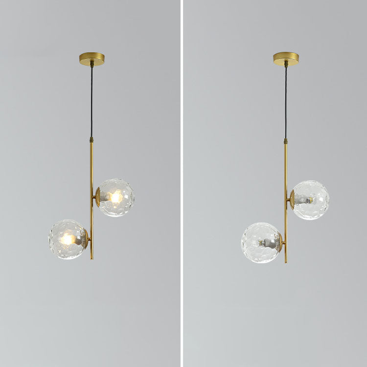 Modern Black Iron and Glass Round Ball Chandelier for Living Room