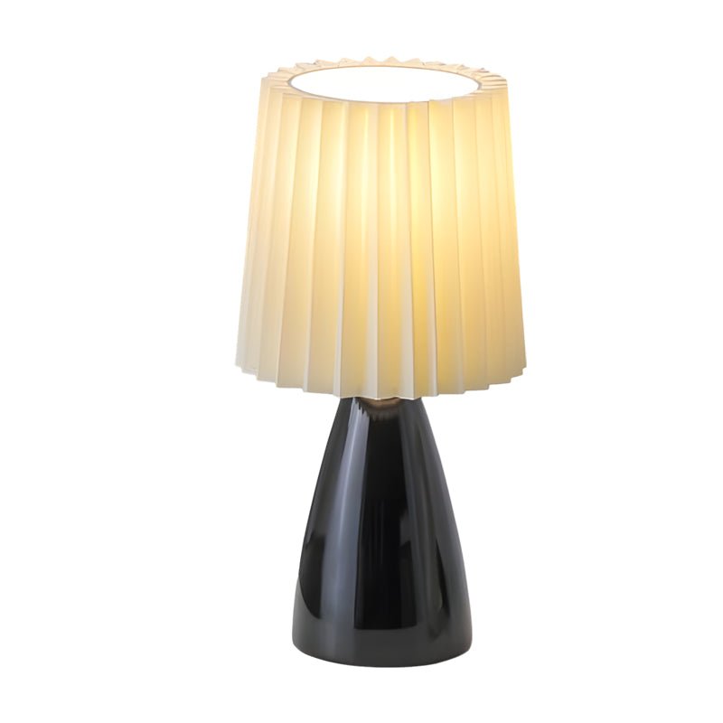 Elegant 12-Inch Dimmable Glass Pleated Shade Table Lamp for Bedroom Desk