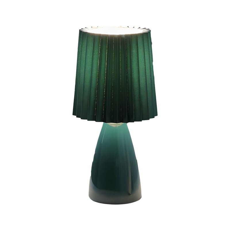 Elegant 12-Inch Dimmable Glass Pleated Shade Table Lamp for Bedroom Desk
