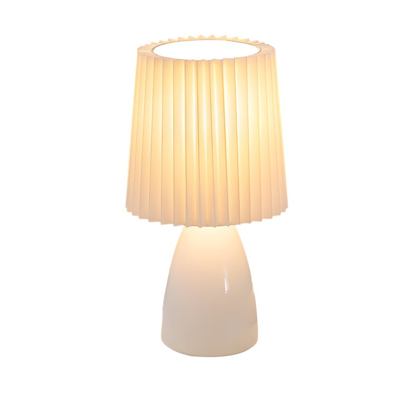 Elegant 12-Inch Dimmable Glass Pleated Shade Table Lamp for Bedroom Desk