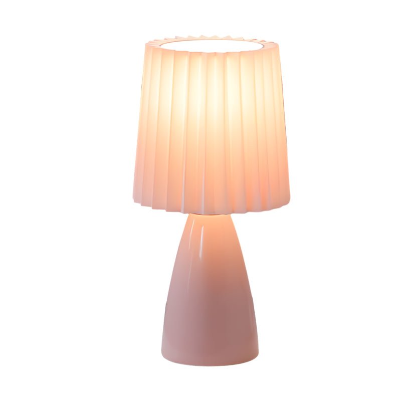 Elegant 12-Inch Dimmable Glass Pleated Shade Table Lamp for Bedroom Desk