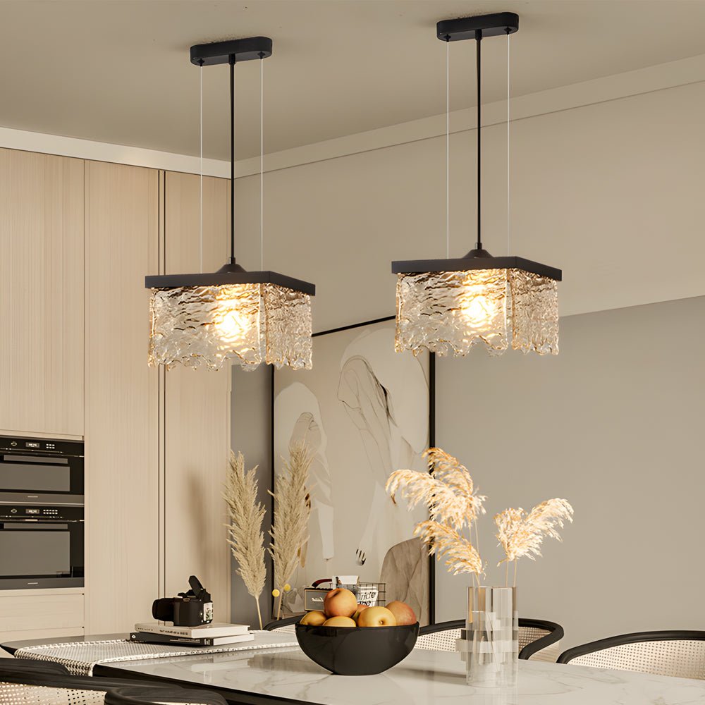 Elegant 1/2-Light Glass Chandelier with 3-Step Dimming for Dining Room