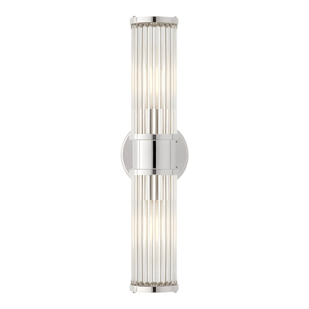 Contemporary Chrome Gold Wall Sconce with Clear Glass Cylinder Shade