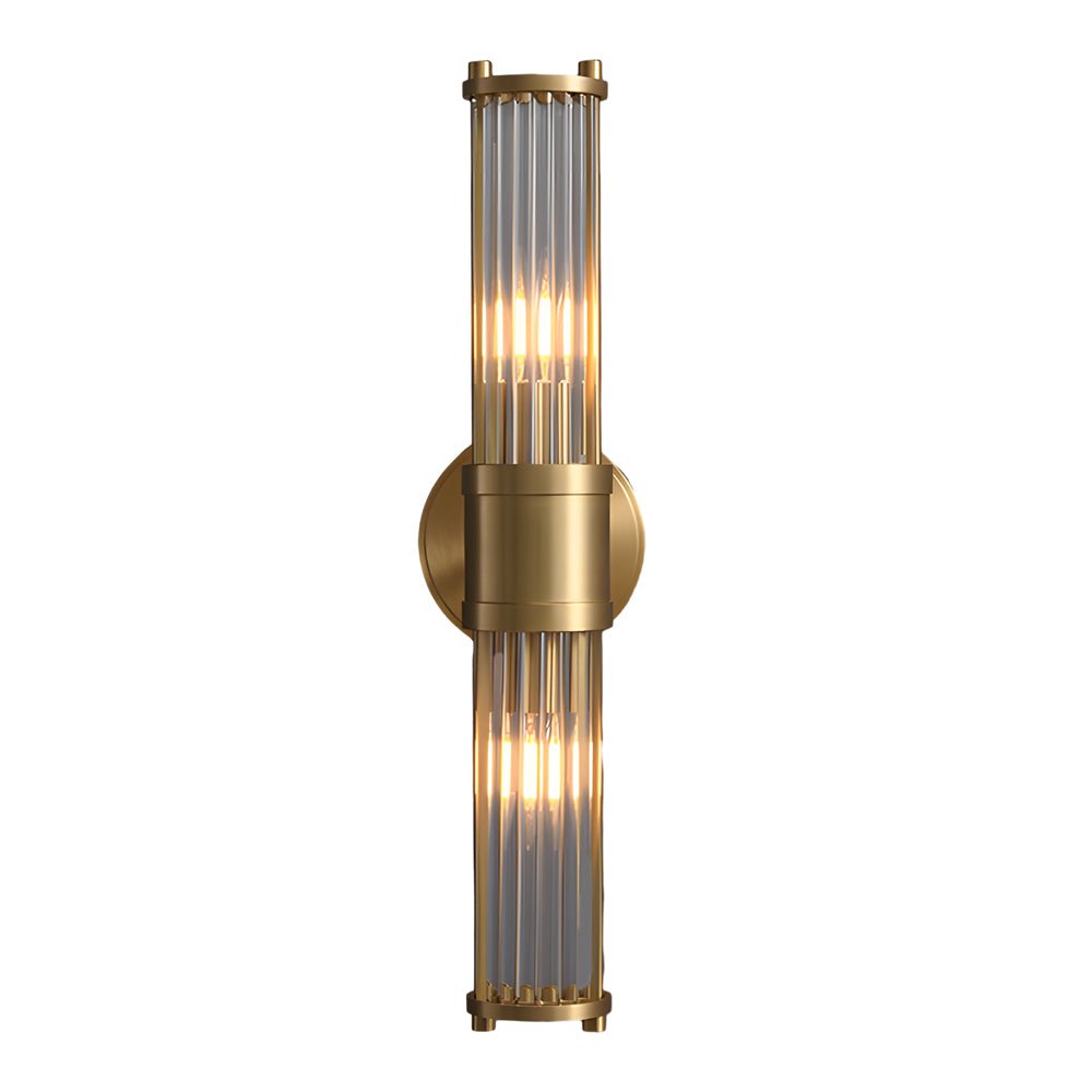 Contemporary Chrome Gold Wall Sconce with Clear Glass Cylinder Shade
