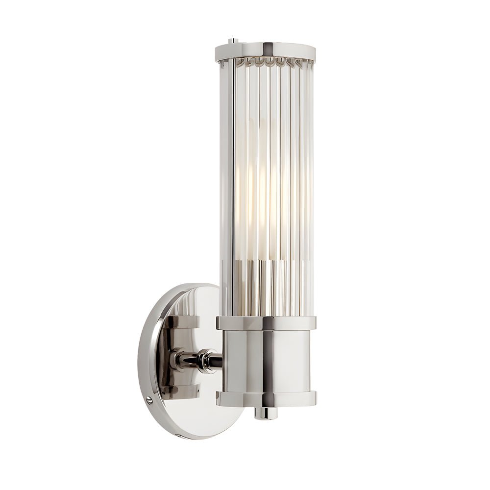 Contemporary Chrome Gold Wall Sconce with Clear Glass Cylinder Shade