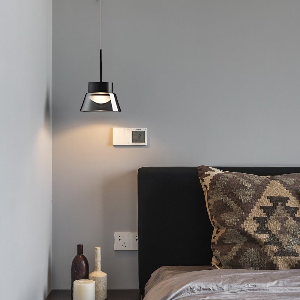 Modern Smoked Gray Glass Pendant Light Chandelier for Bedroom Decor