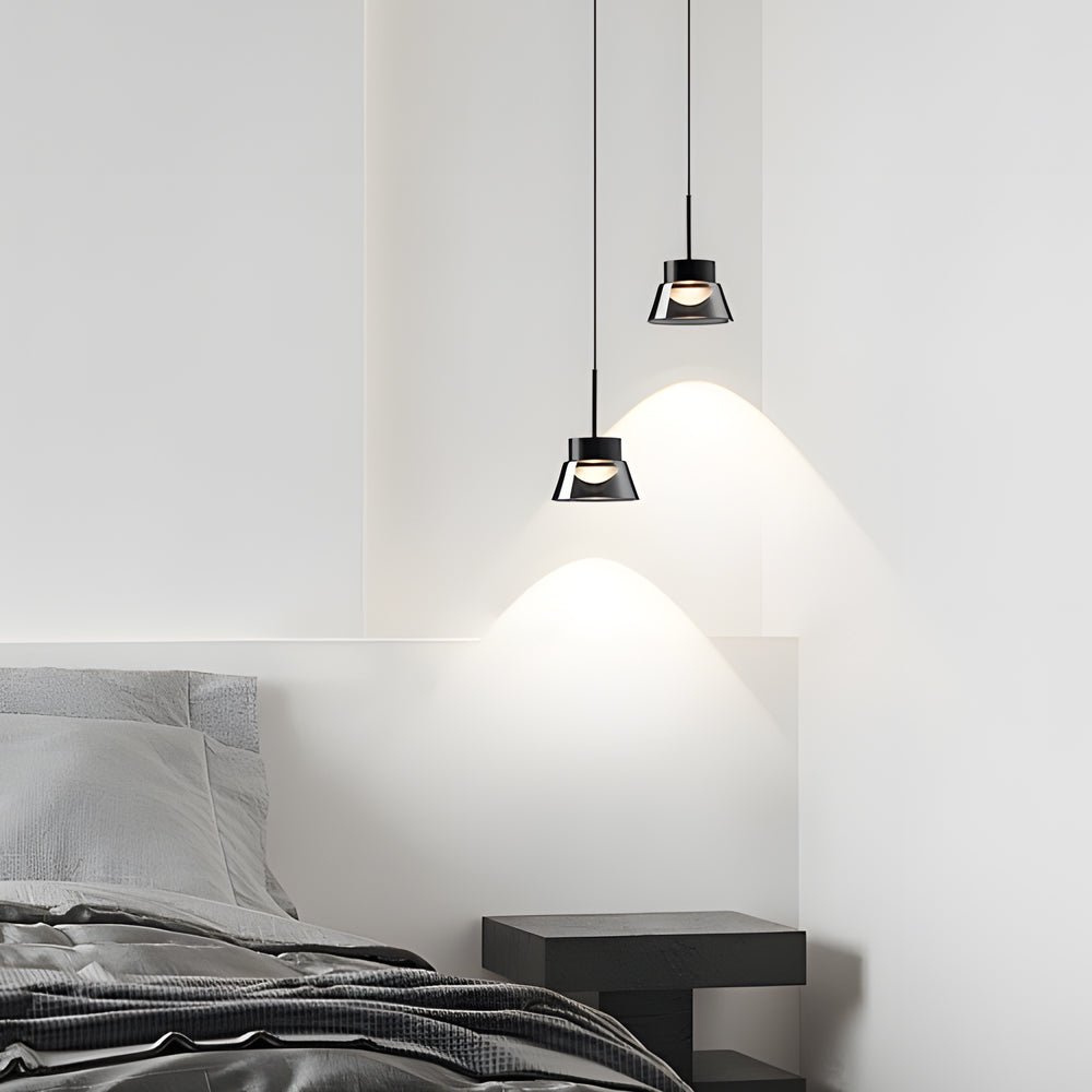 Modern Smoked Gray Glass Pendant Light Chandelier for Bedroom Decor
