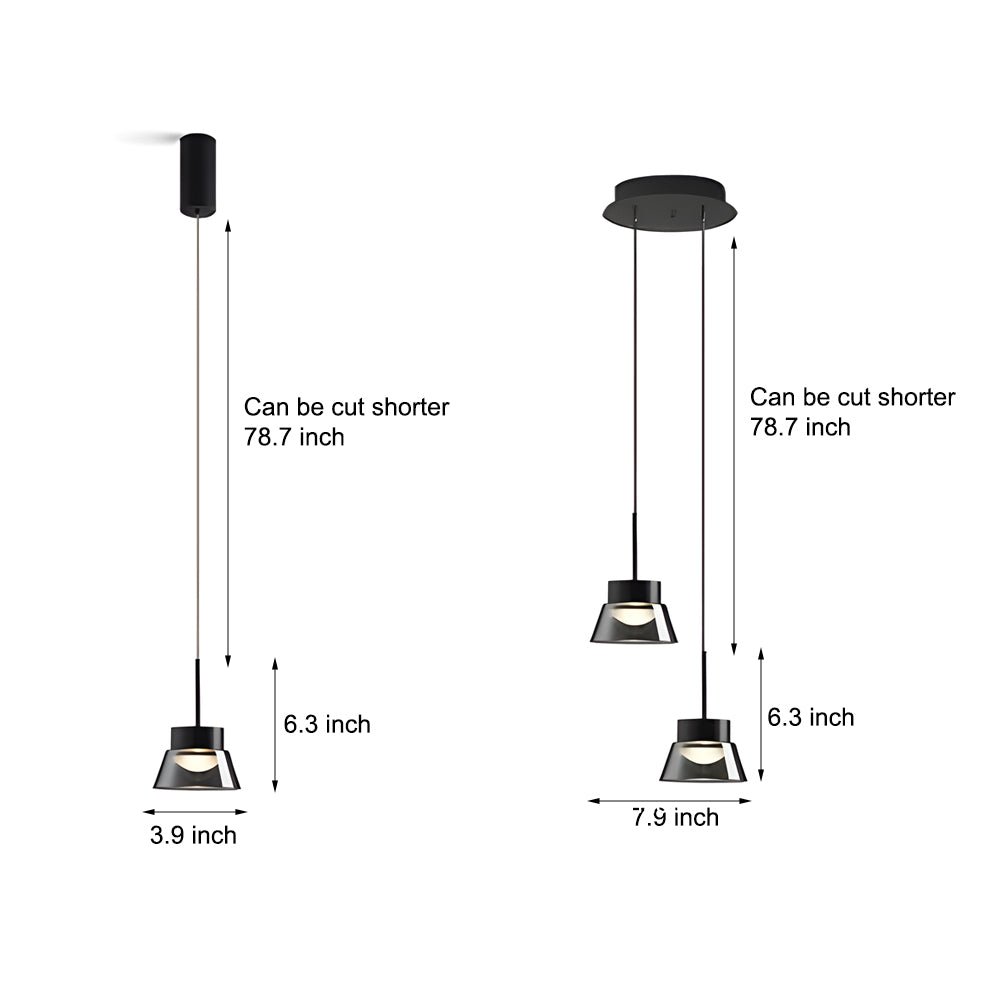 Smoked Gray Glass LED Pendant Chandelier for Modern Bedroom Decor