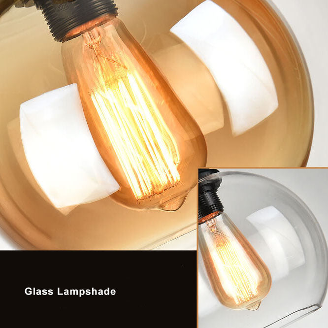 Vintage Glass and Metal Rope Pendant Light Fixture for Living Room