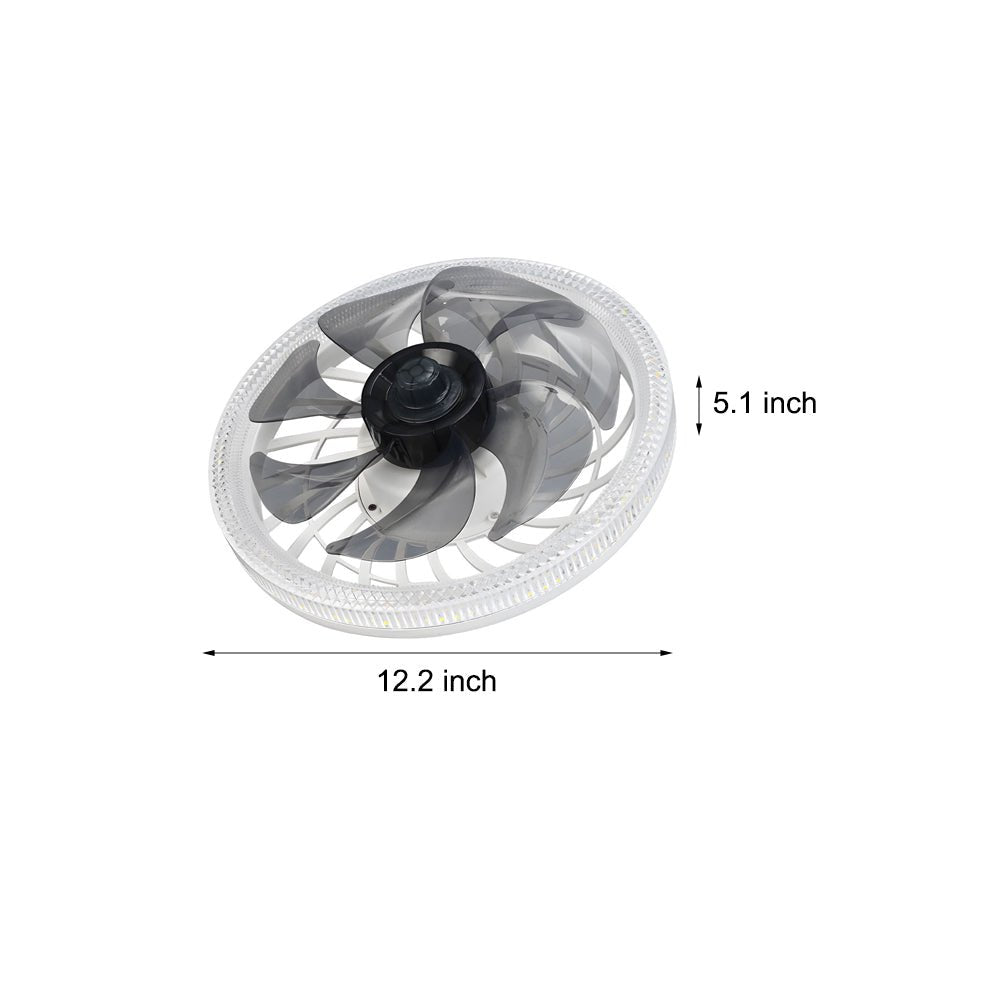 Contemporary White LED Flush Mount Ceiling Fan with 7 Blades, 12.2 in.