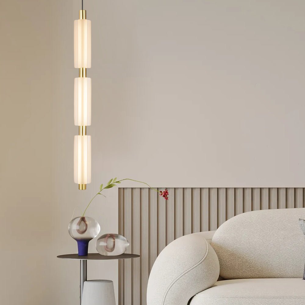 Modern Acrylic Cylinder Pendant Light Fixture in Gold/Black for Home Decor