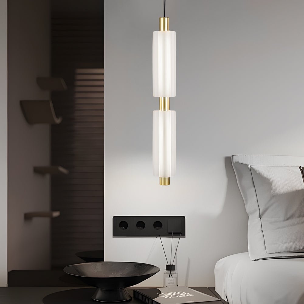 Modern Acrylic Cylinder Pendant Lights - Gold/Black for Dining Room