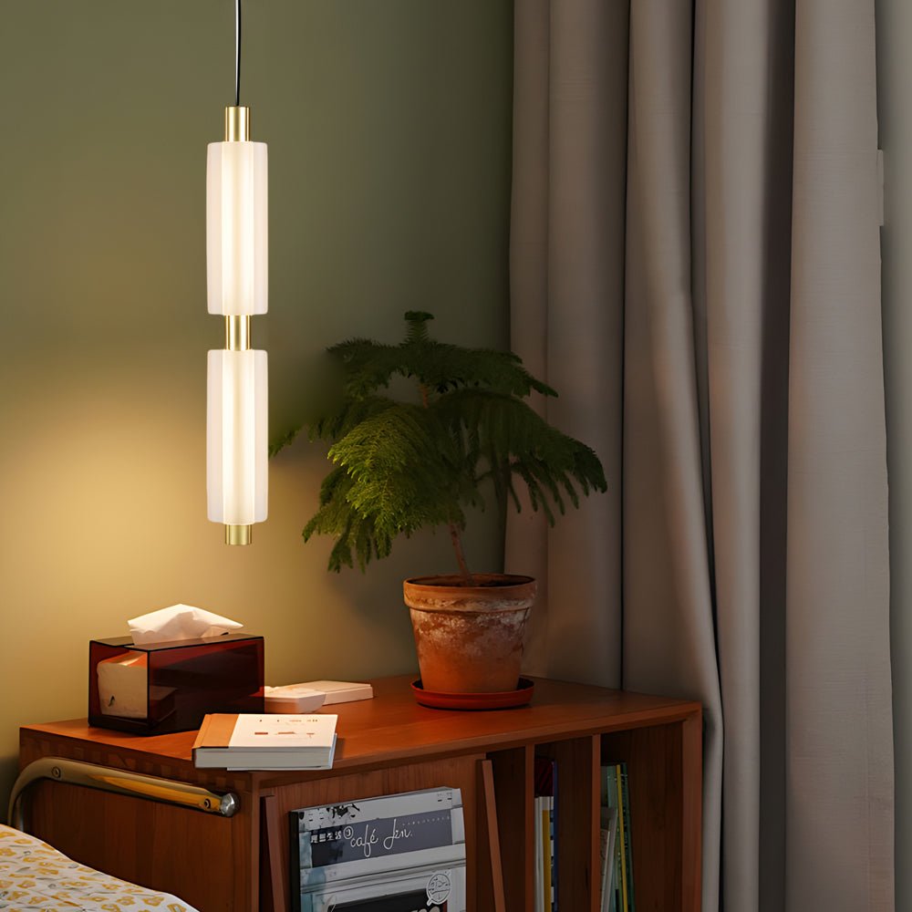 Modern Acrylic Cylinder Pendant Lights - Gold/Black for Dining Room