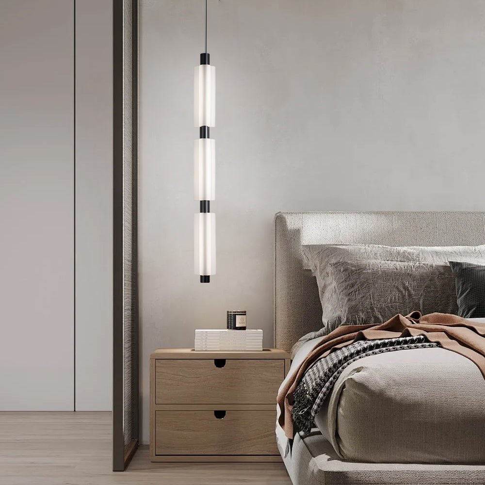 Modern Acrylic Cylinder Pendant Light Fixture in Gold/Black for Home Decor