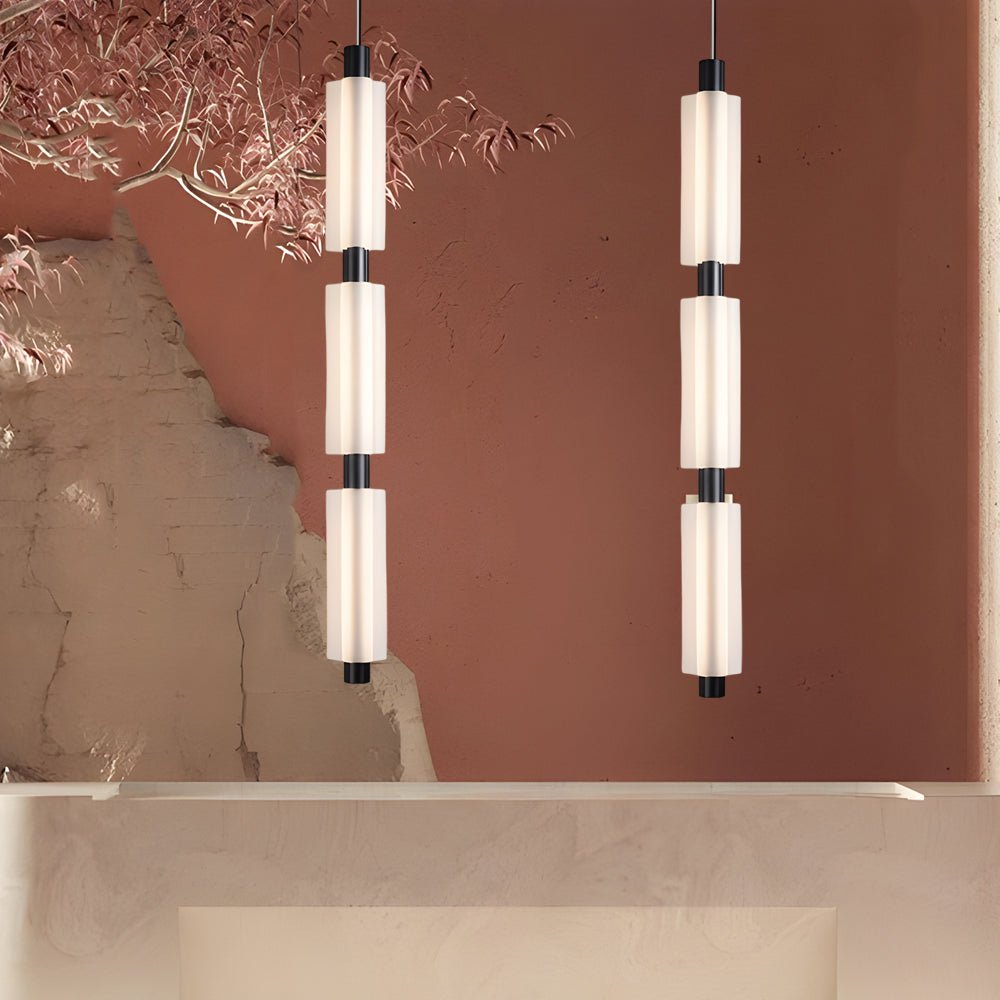Modern Acrylic Cylinder Pendant Lights - Gold/Black for Dining Room