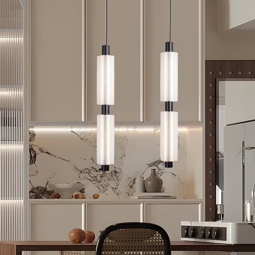 Modern Acrylic Cylinder Pendant Lights - Gold/Black for Dining Room