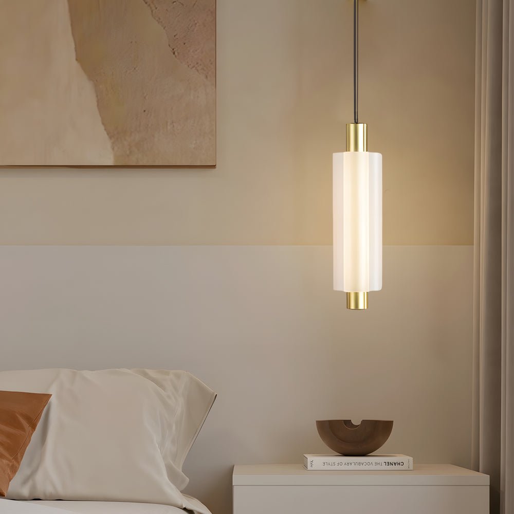 Modern Acrylic Cylinder Pendant Lights - Gold/Black for Dining Room